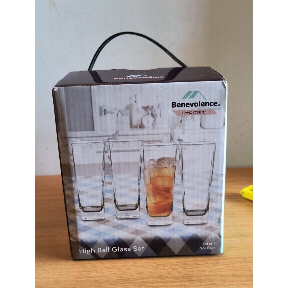 Set Of 4 Highball Glass Set Benevolence Unopened Box